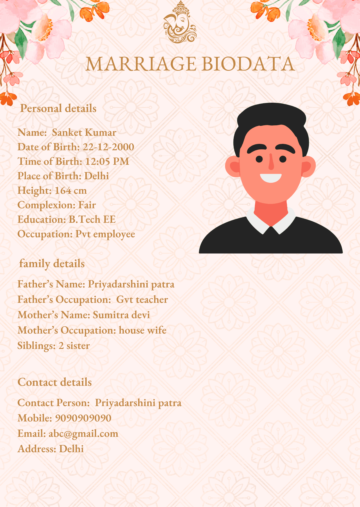 Modern Hindu Biodata
